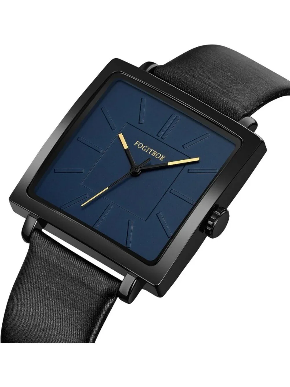Women's Blue Waterproof Leather Band Thin Design Classic Quartz Wrist Watch